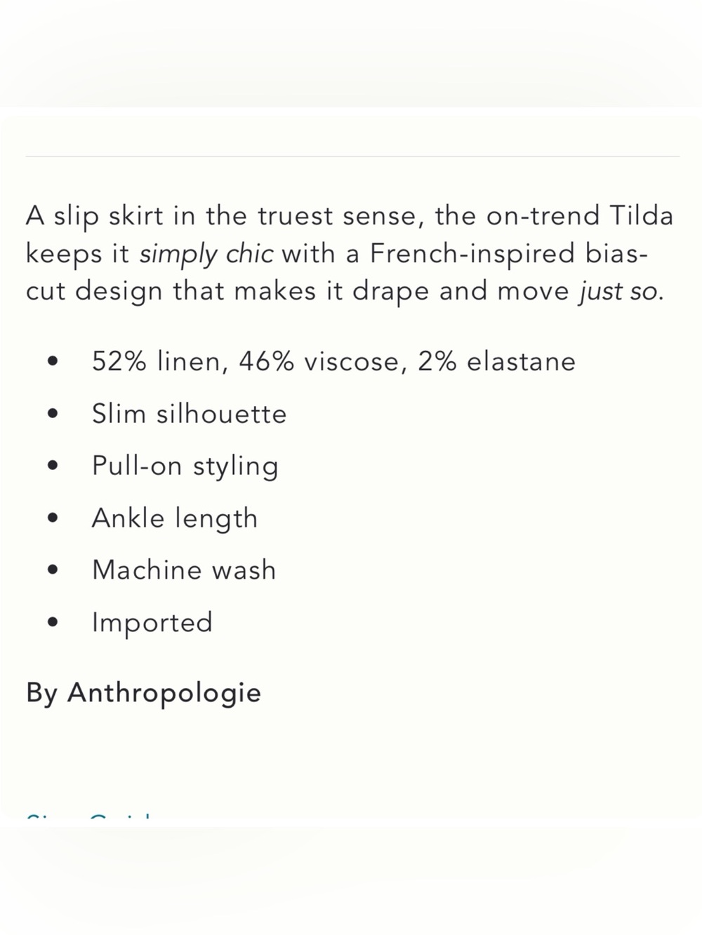 NWT Anthropologie Tilda Maxi Slip Skirt: Linen Edition XL - Picture 9 of 10